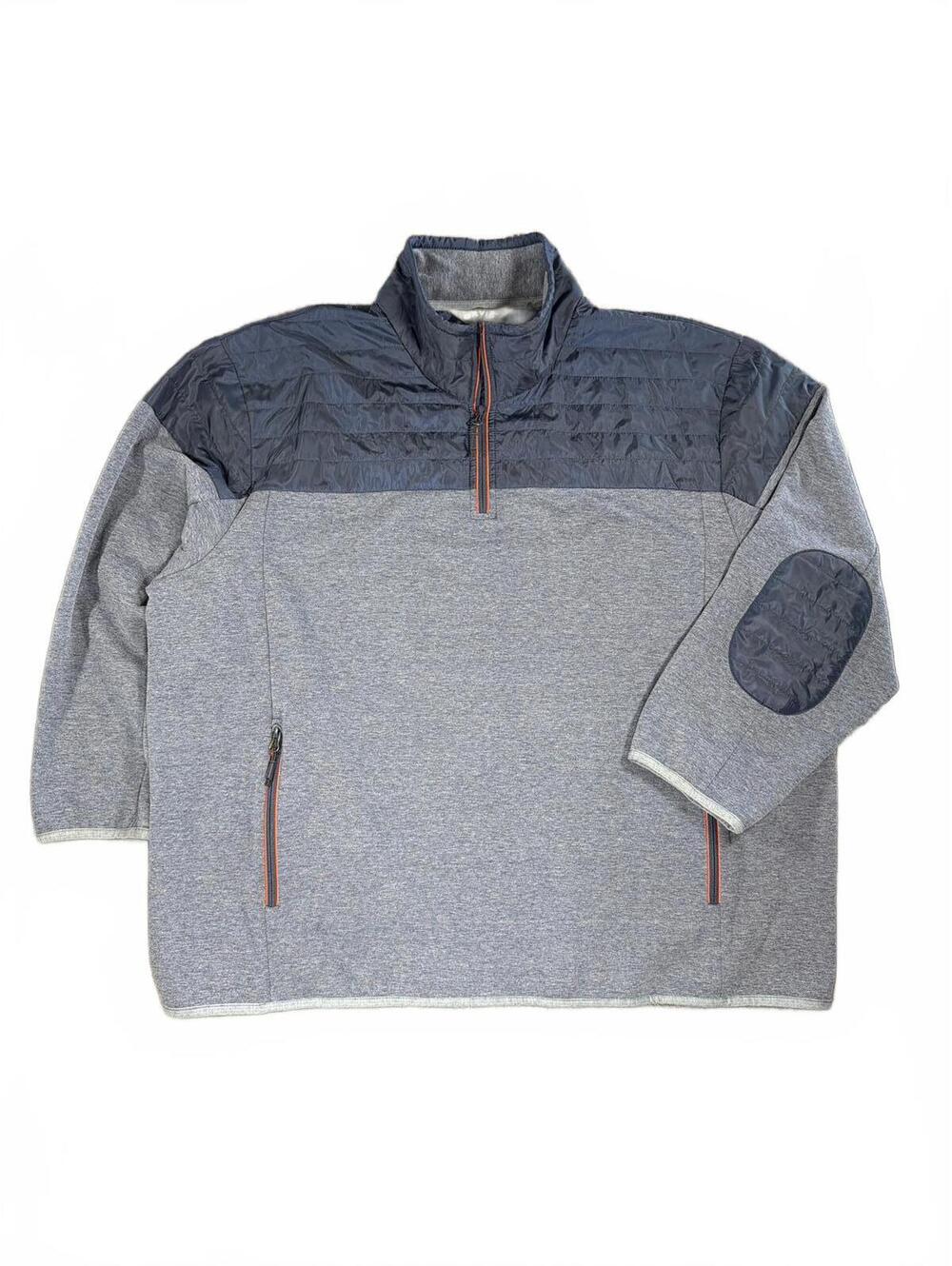 Orvis Men's Quarter-Zip Hybrid Pullover Sweater W Quilted Yoke Elbow Patches XXL